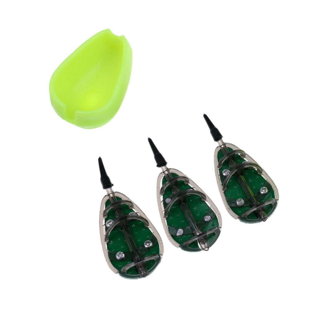 Fishing Method Feeder Set 30g 40g 50g Fishing Baits Cage Flat Feeder & Mould