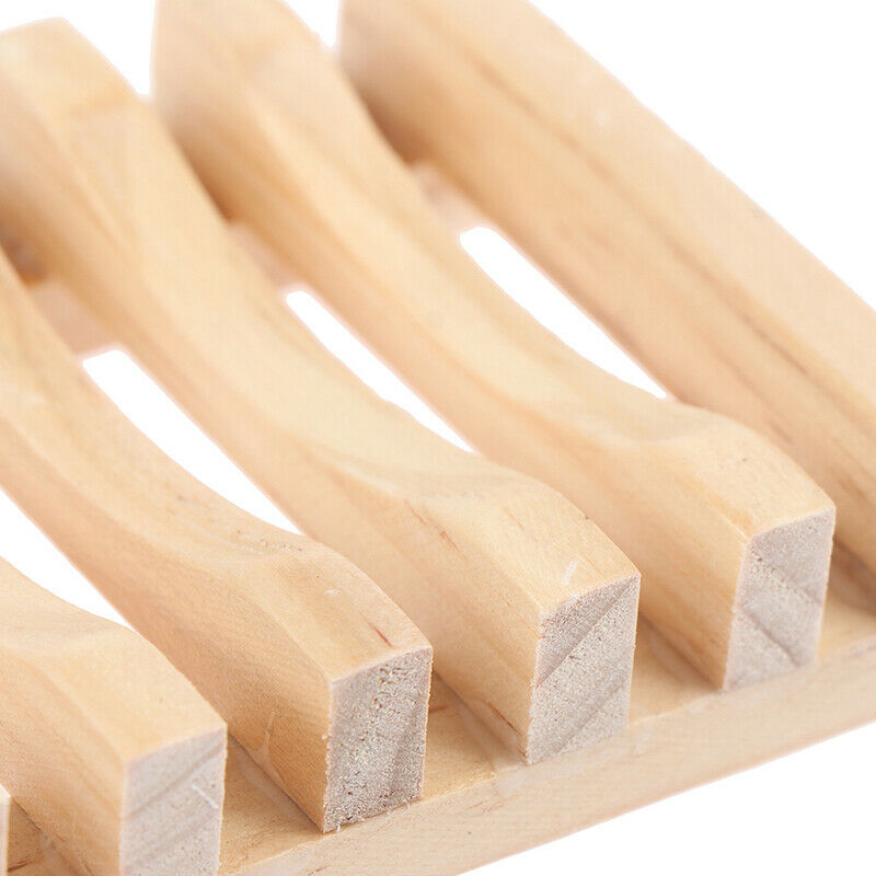 Wooden Natural Soap Dishes Tray Holder Storage Soap Rack Pla.l8