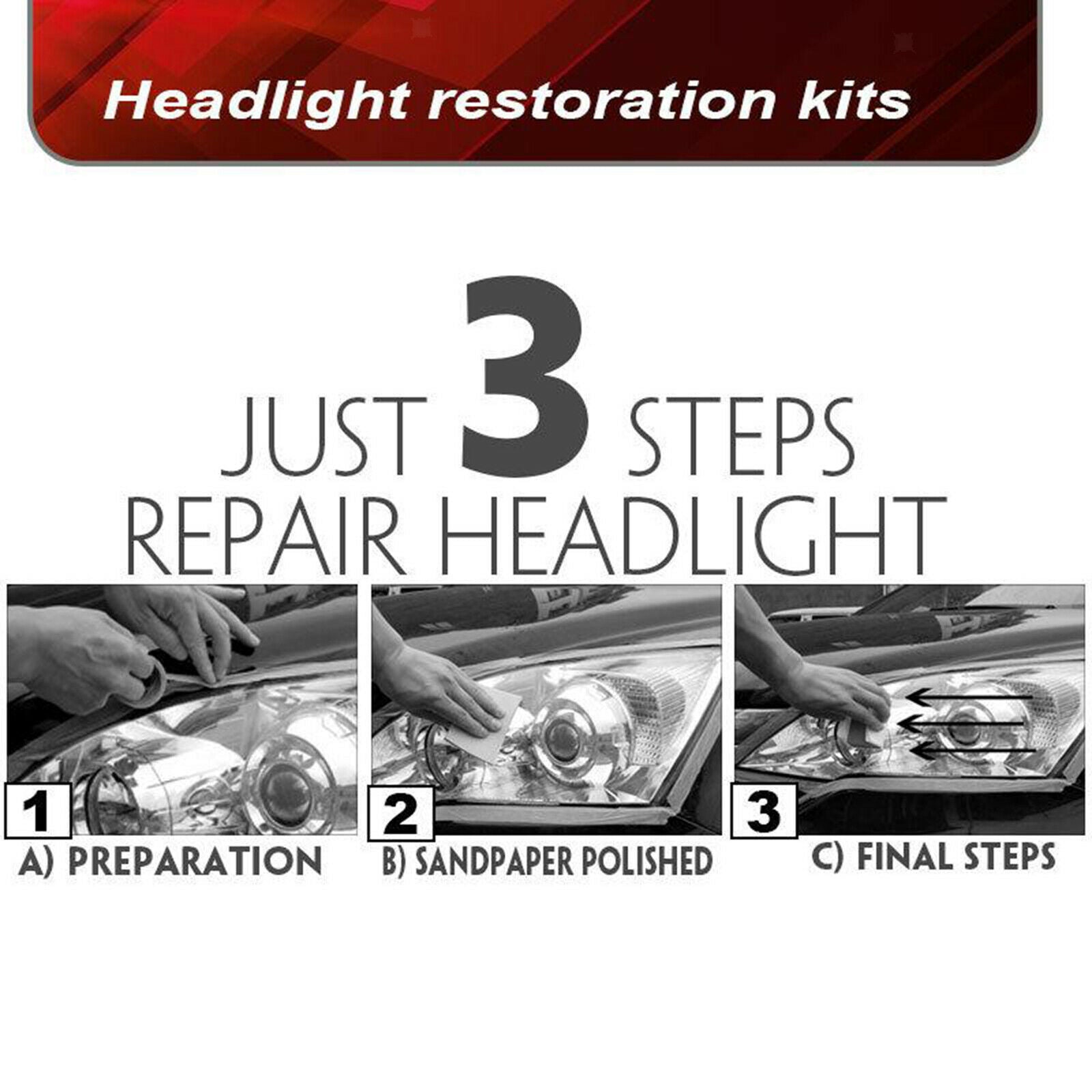 Vehicle Auto Car Headlight Restoration Kit Scratch Remover Easy to use