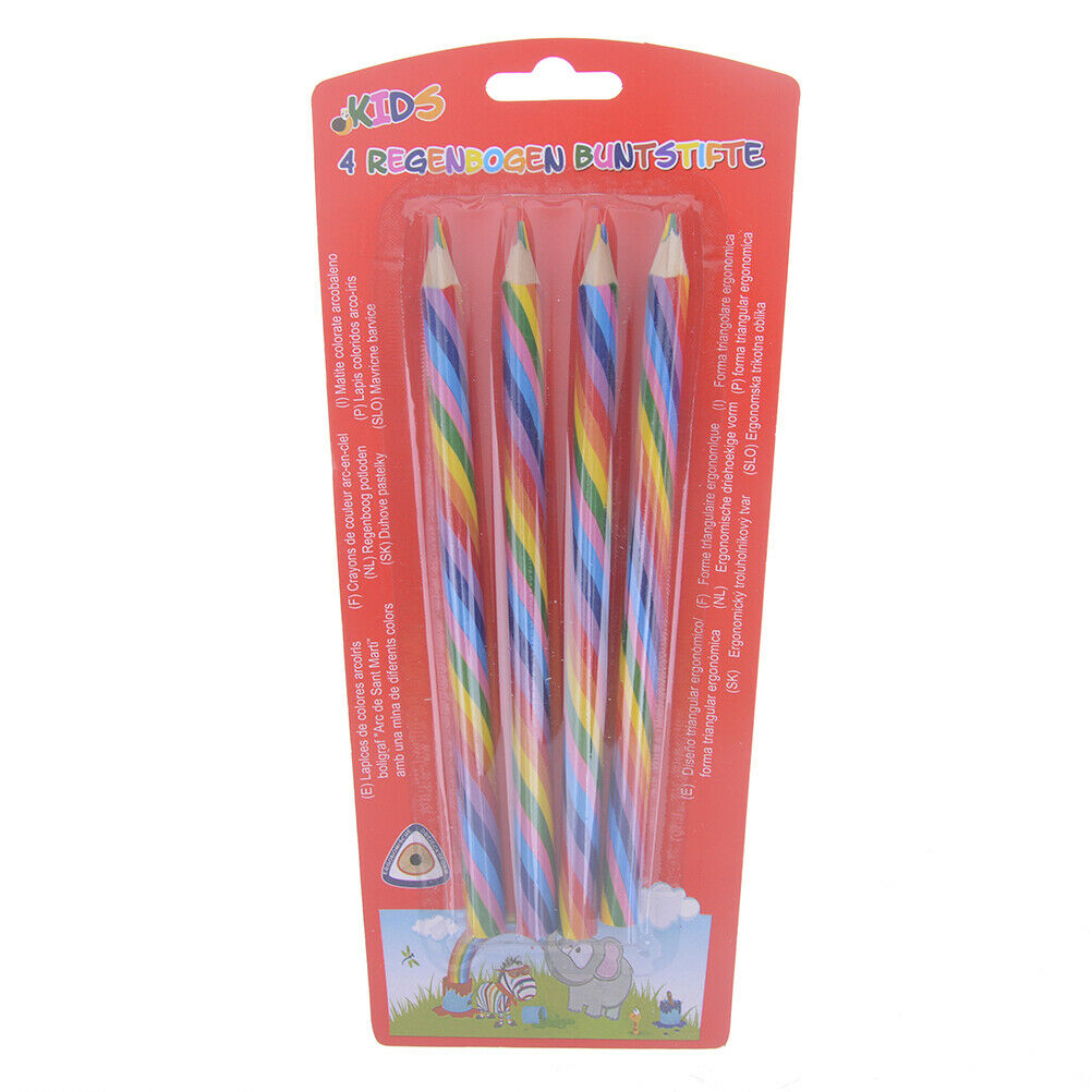 4pcs simple creative rainbow  wooden pencil for kid painting learning award.DD