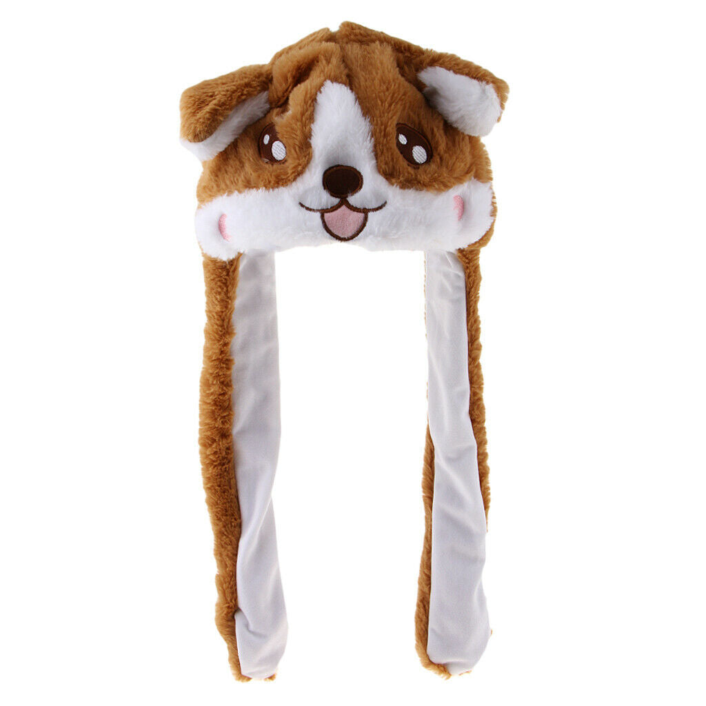 Lovely Plush Corgi Pinching Dog Ear Hat Can Move Birthday Holiday   Fancy