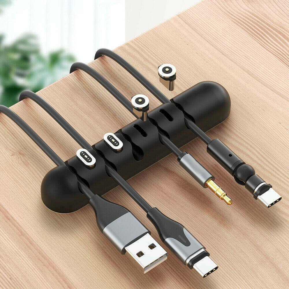5 Clips Cable Winder Management Black Magnetic Plugs Organizer Wire Holder US ~