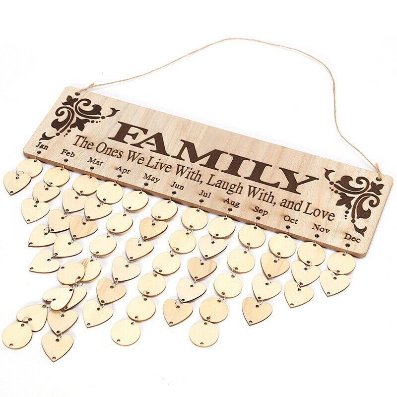 Birtay Gift Family Birtay Calendar Hanging Board DIY Wood Calendar Board RemN6X8
