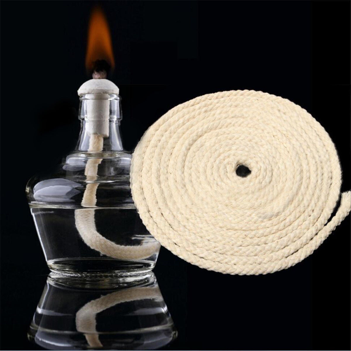 1M Long Cotton Wick Burner For Oil Kerosene Alcohol Lamp Torch Wine Bottle New