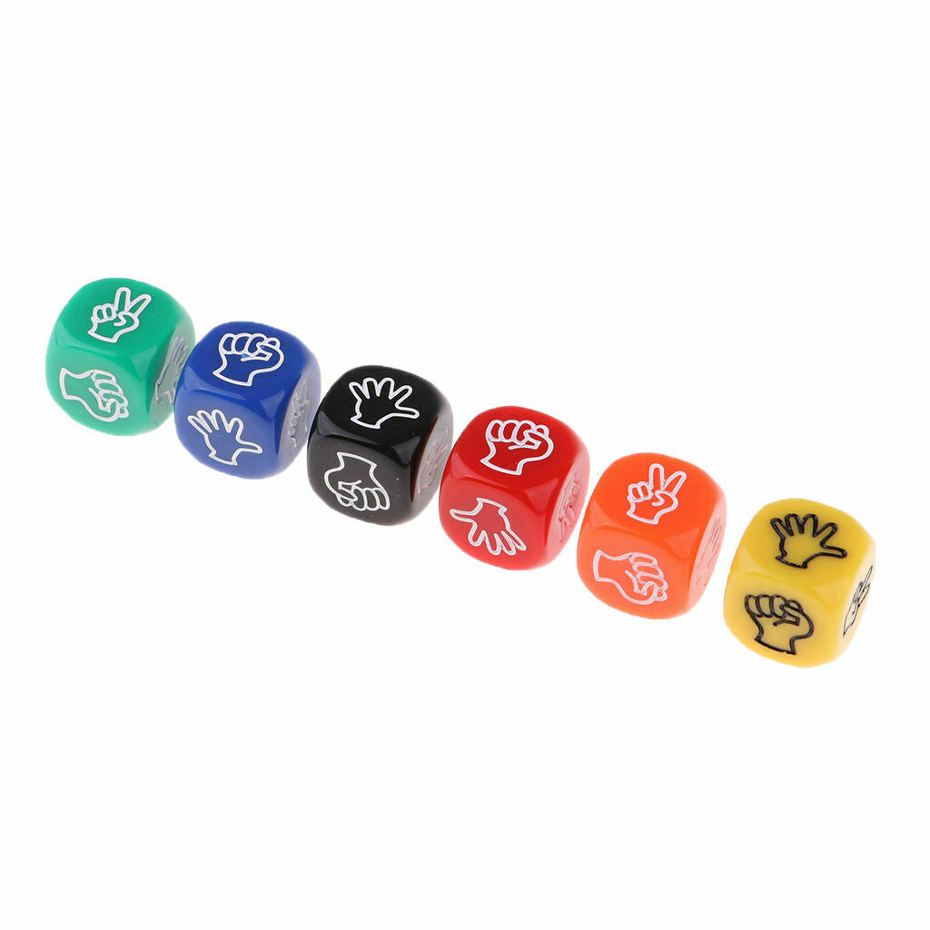 6Pcs Six Color Stone Paper Scissors Dice for DIY Drinking Board Game