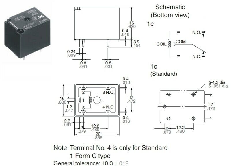 [3pcs] JS1-B-24V-F Relay 24VDC 10A THT