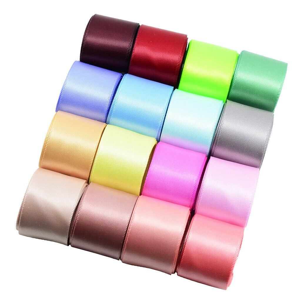 16 Pcs 1 Yard Polyester Satin Ribbons Sewing Trim for DIY Hair Bow