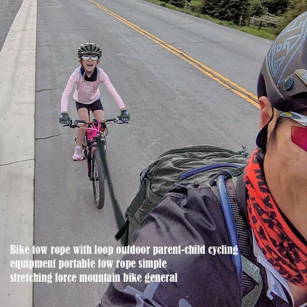 Bicycle Tow Rope Parent Child Stretched Elastic Pull Rope w/Safety Hook Cycling