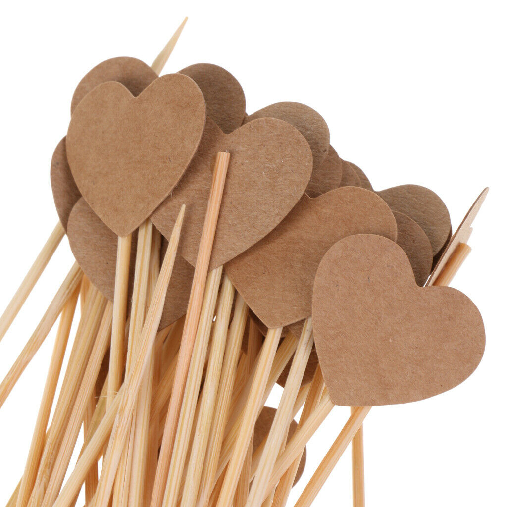 100pcs Wedding Party Kraft Brown Window Candy Gift Boxes Heart Cupcake Picks