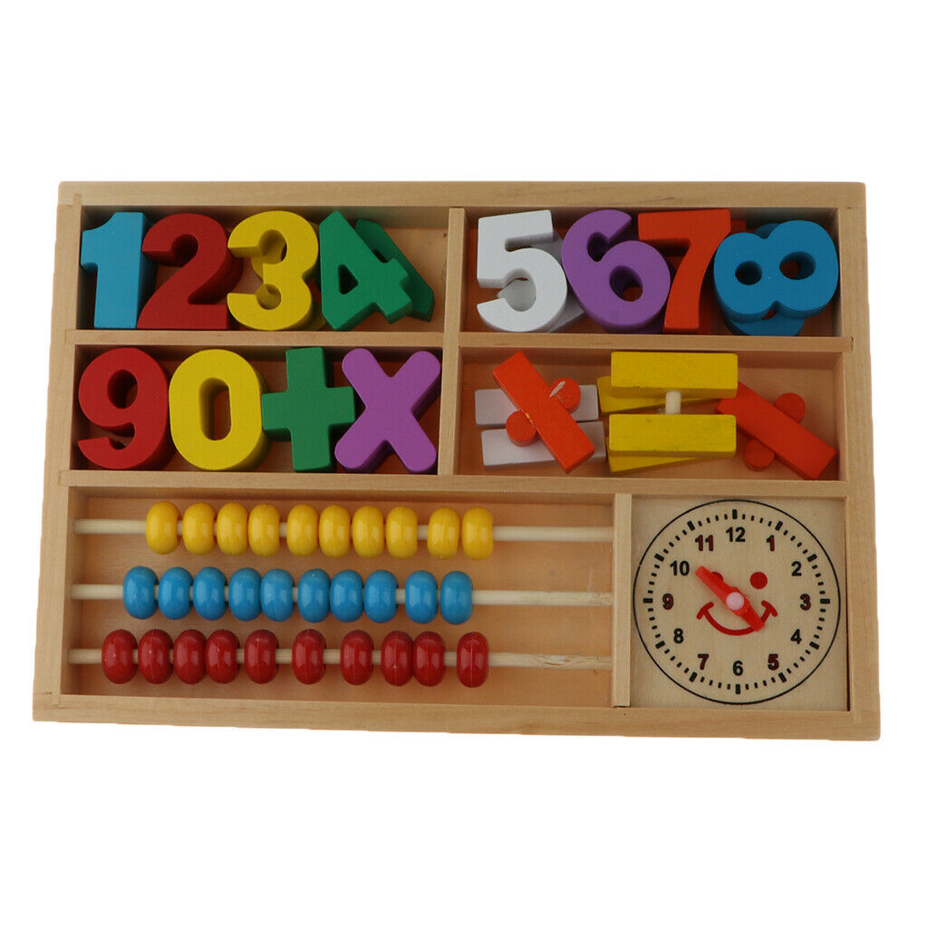 Wood Blocks Puzzle Board Set Toddler Preschool Kids Toys for Number Counting,