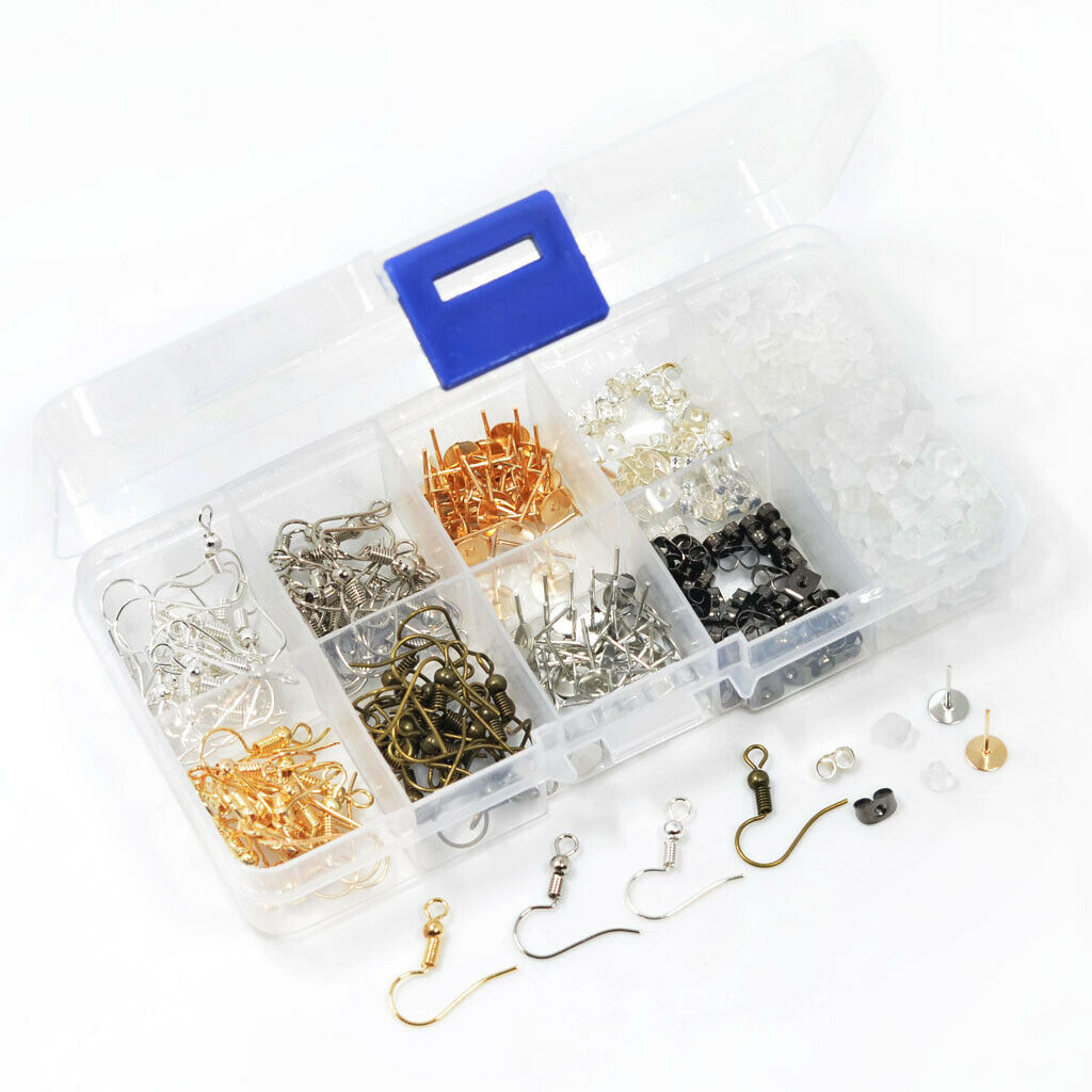 1Box Earrings Making Supplies Kit Earring Hooks, Earring Backs, Earrings Posts