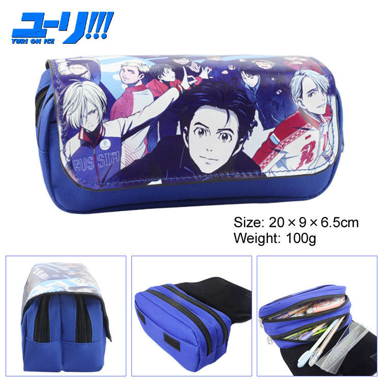 Anime Yuri!!! on Ice  School Pen Pencil Case Zipper Stationery Make Up Bag