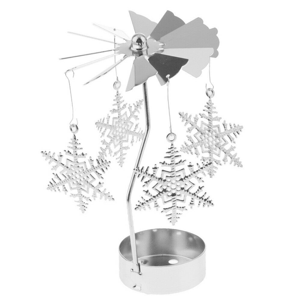 4pack Christmas Decor Rotating Candle Tea Light Holder Candlestick -Snowflake