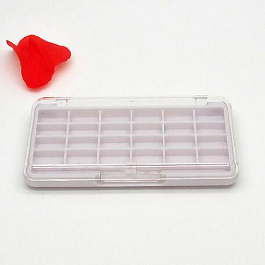 2 Pieces 24 Slots Eyeshadow Palette Box Blush Powder Holder Case White+Black