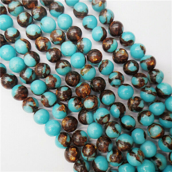 1 Strand 6mm Blue Sea Sediment Jasper & Pyrite Round Ball Loose Beads HH8918