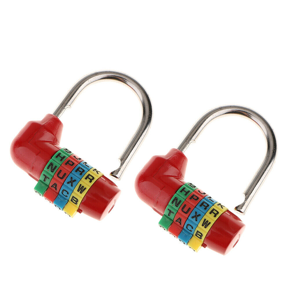 2 Pack 4 Digit Dial Letter Combination Padlock Travel Luggage Suitcase Lock