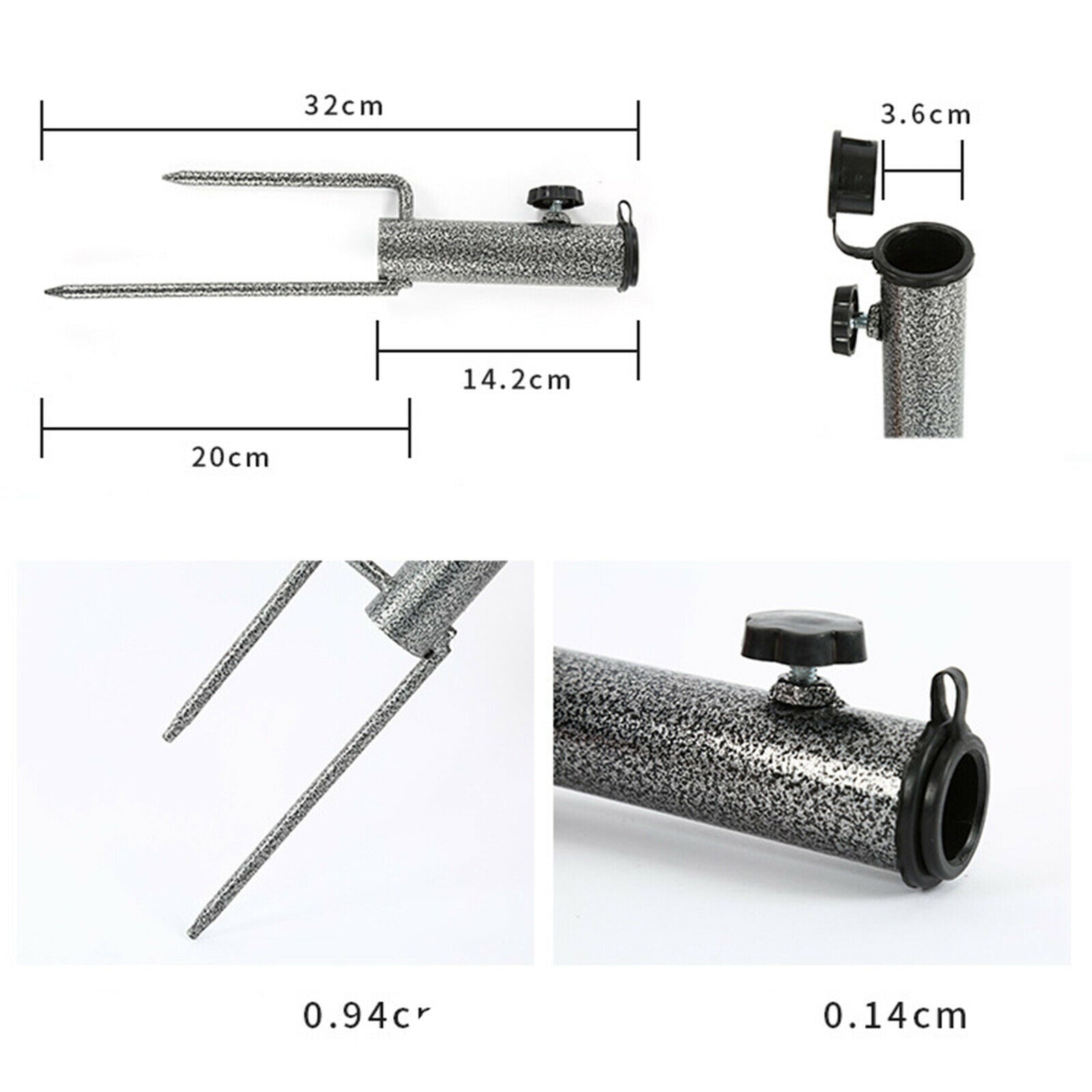 Set of 2 Beach Patio Umbrella Metal Anchor Base 32cm Length Durable
