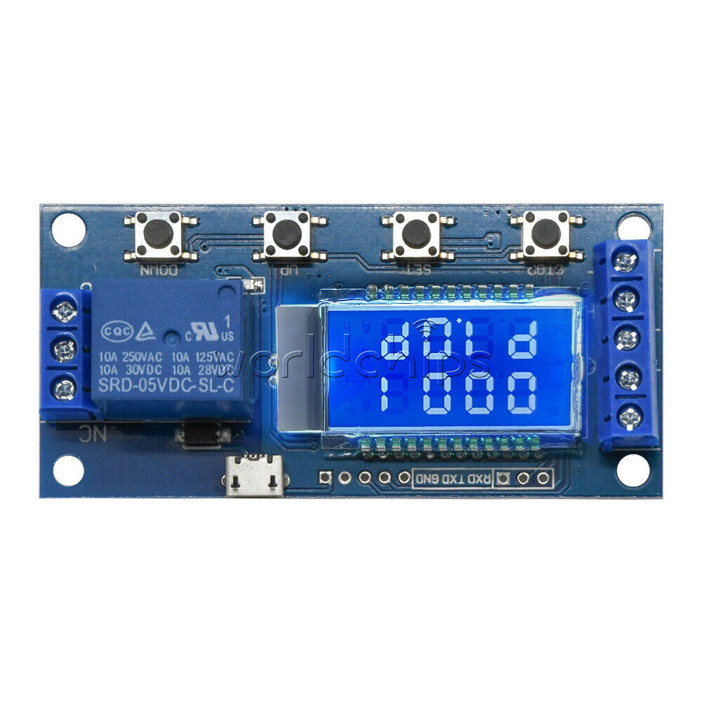 DC5-30V LCD Display Delay Relay Module Mirco USB Industrial Control Smart home
