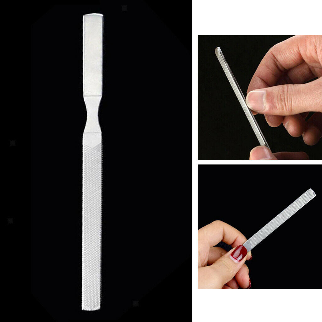 Metal Nail Files Double Sided Polisher Finger Cuticle Remover Kits 80x7mm
