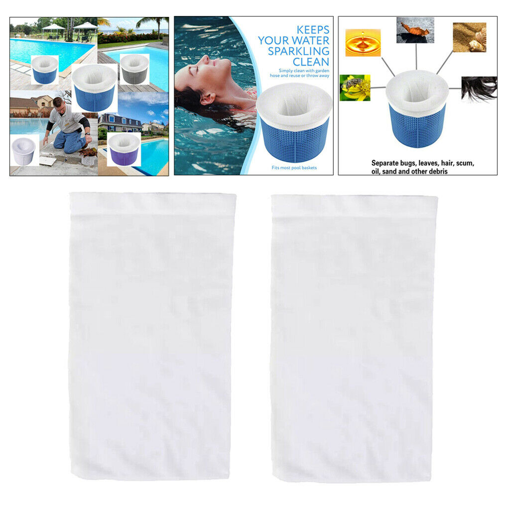 2x White Swimming Pool Filter Storage Pool Basket Sock Screen for Pool