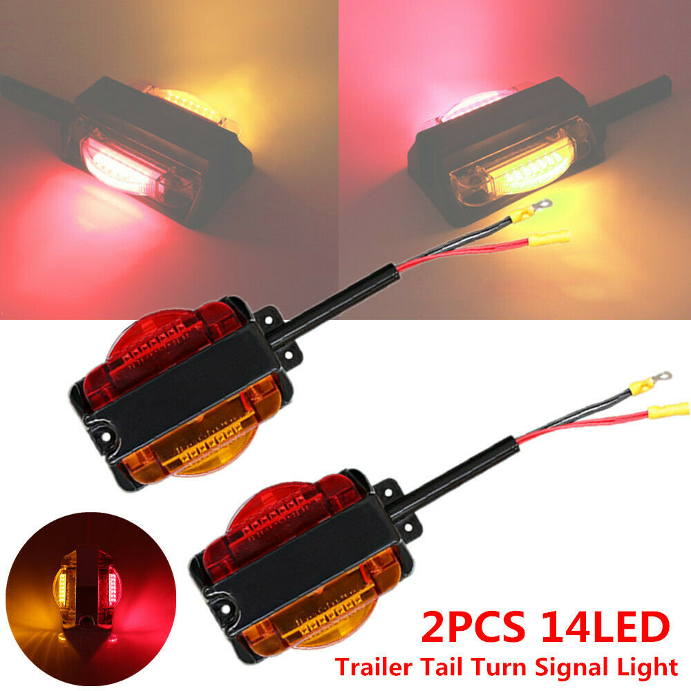 2PCS Truck Trailer Tail 14LED Light Stop Rear Parking Turn Signal Reverse Lamps