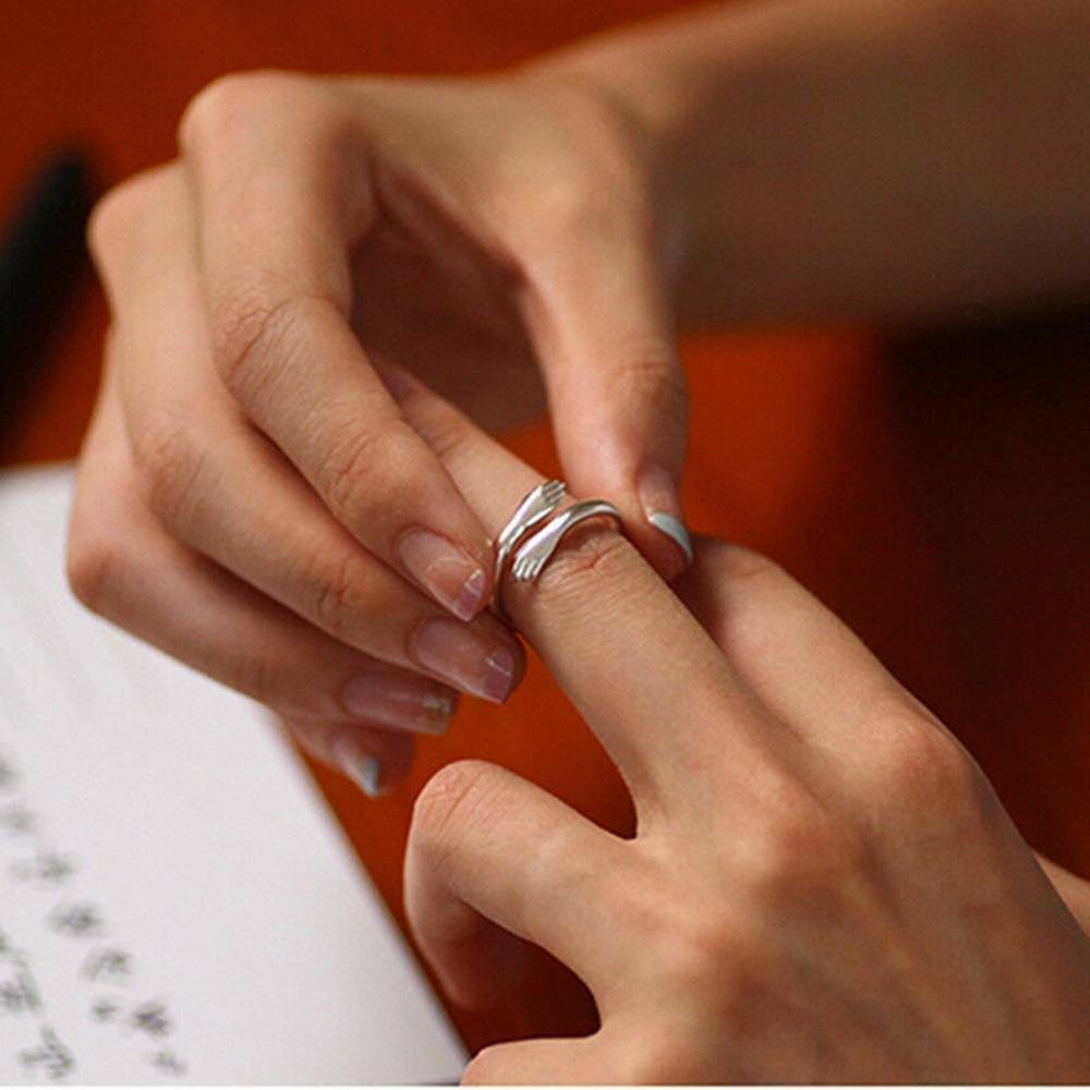 Novelty Hug Shape Engagement Ring Gift Adjustable for Couple Lover Friends Gifts