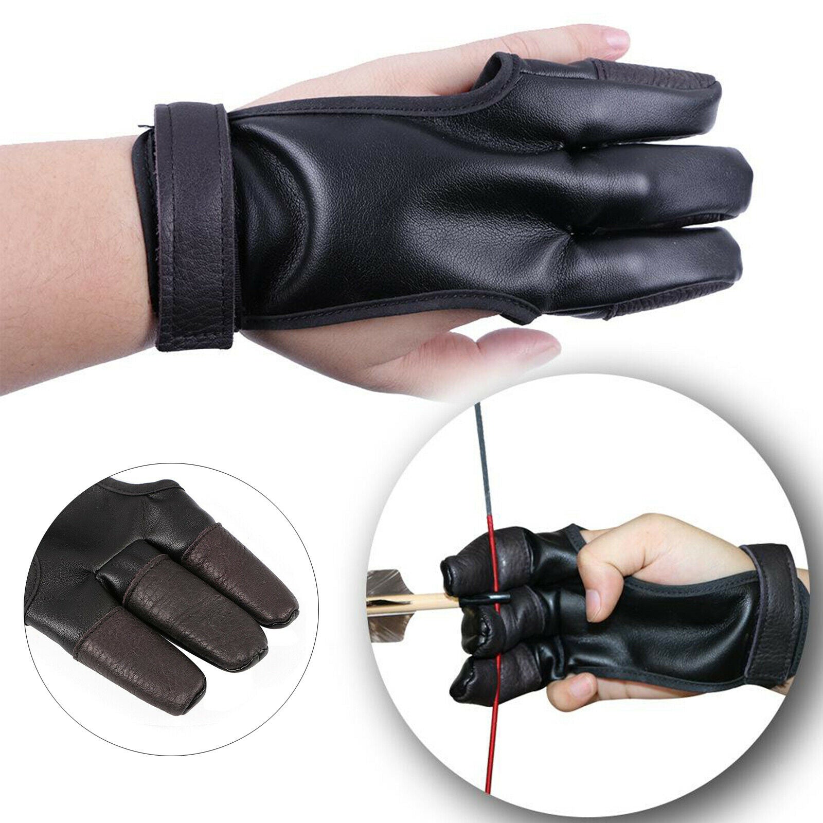 Durable Leather Archery Gloves 19x5cm Compound Bow Fingers Tab Protector