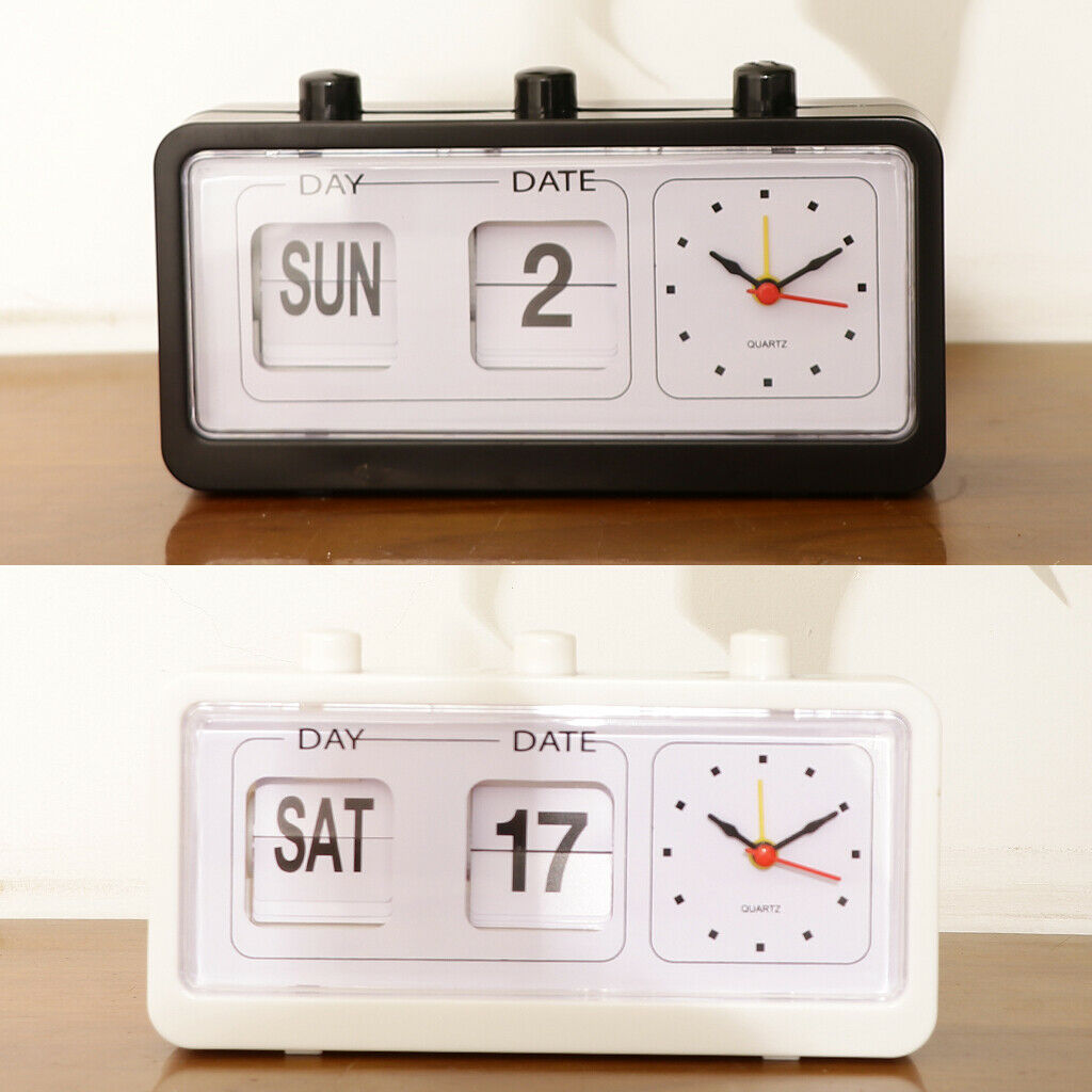 2pcs New Retro Clock Flip Display With Date & Time for Desktop Living Room