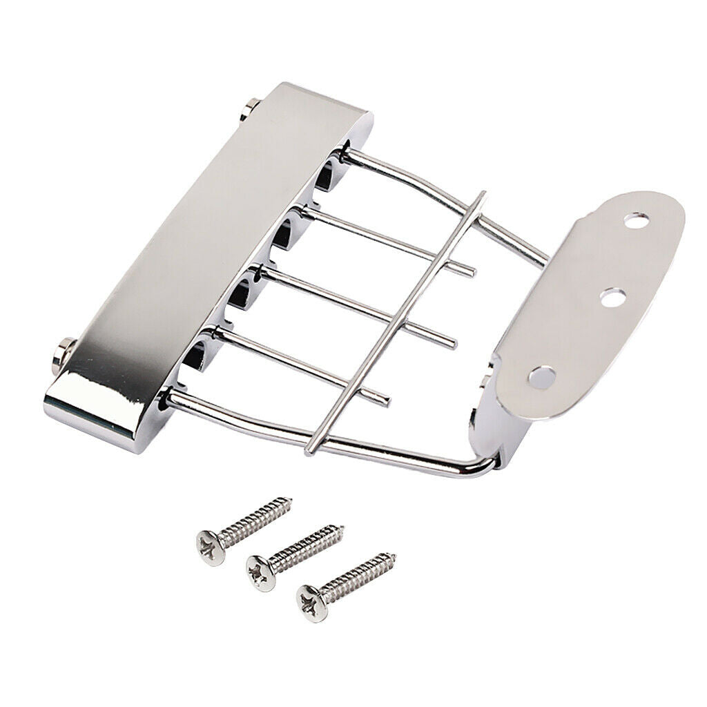 Zinc Alloy 4 String Trapeze Tailpiece with Screws for Archtop Jazz Bass Guitar