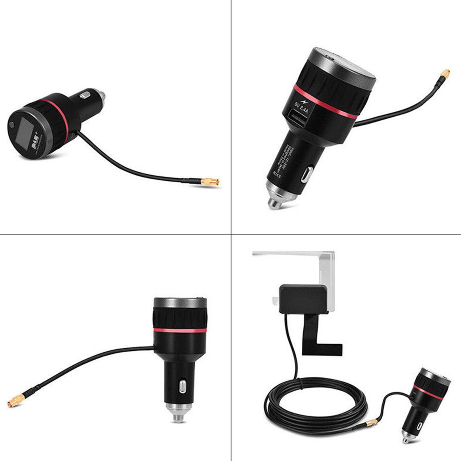 Car USB Adapter DAB Radio Receiver Tuner Auto FM Transmitter with Antenna