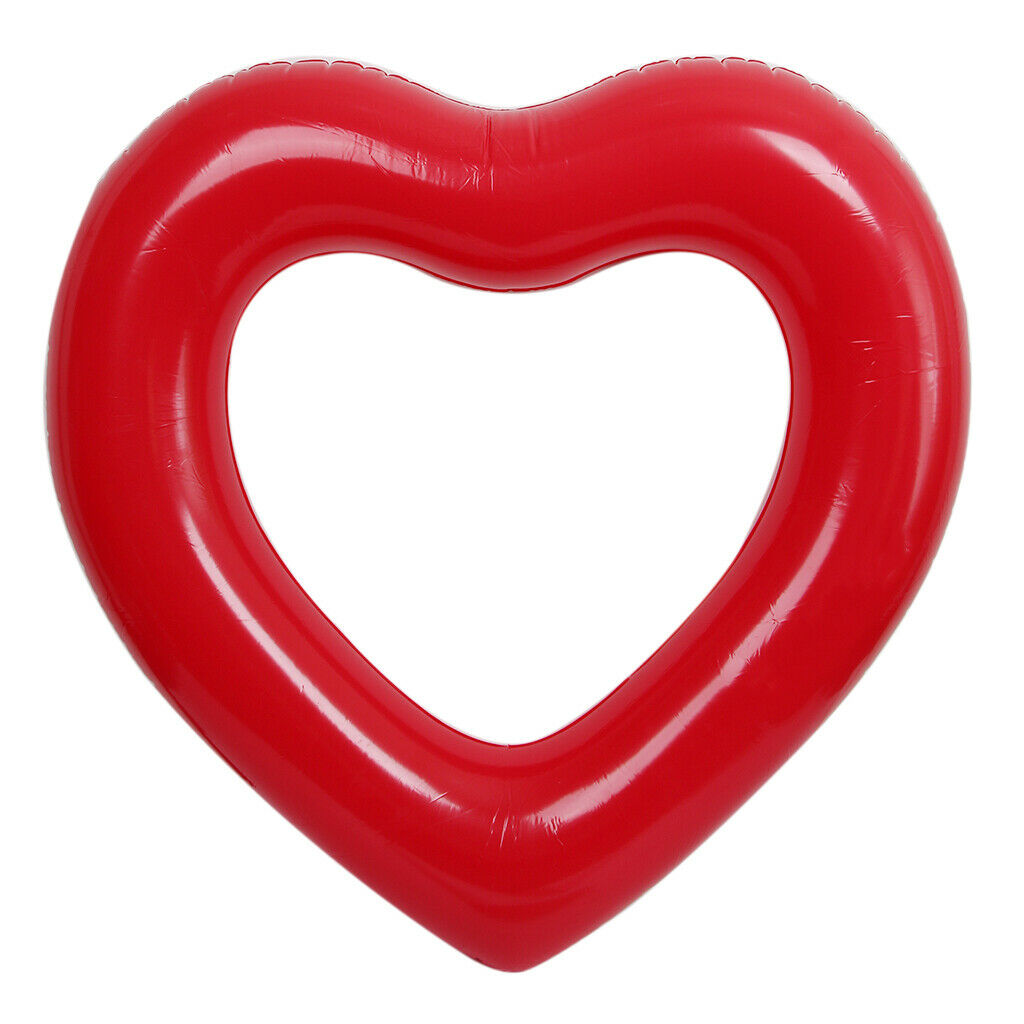 Inflatable Red Heart Water Float Raft Swim Pool Lounger Beach Swimming Bed