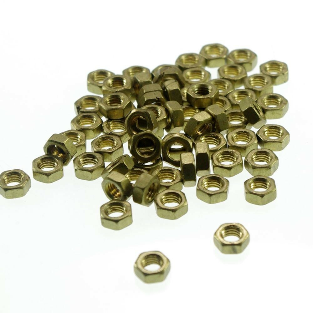 Pack of 100 Metric Thread M3 x 0.5mm Pitch Brass Hex Nuts Freeship To Worldwide