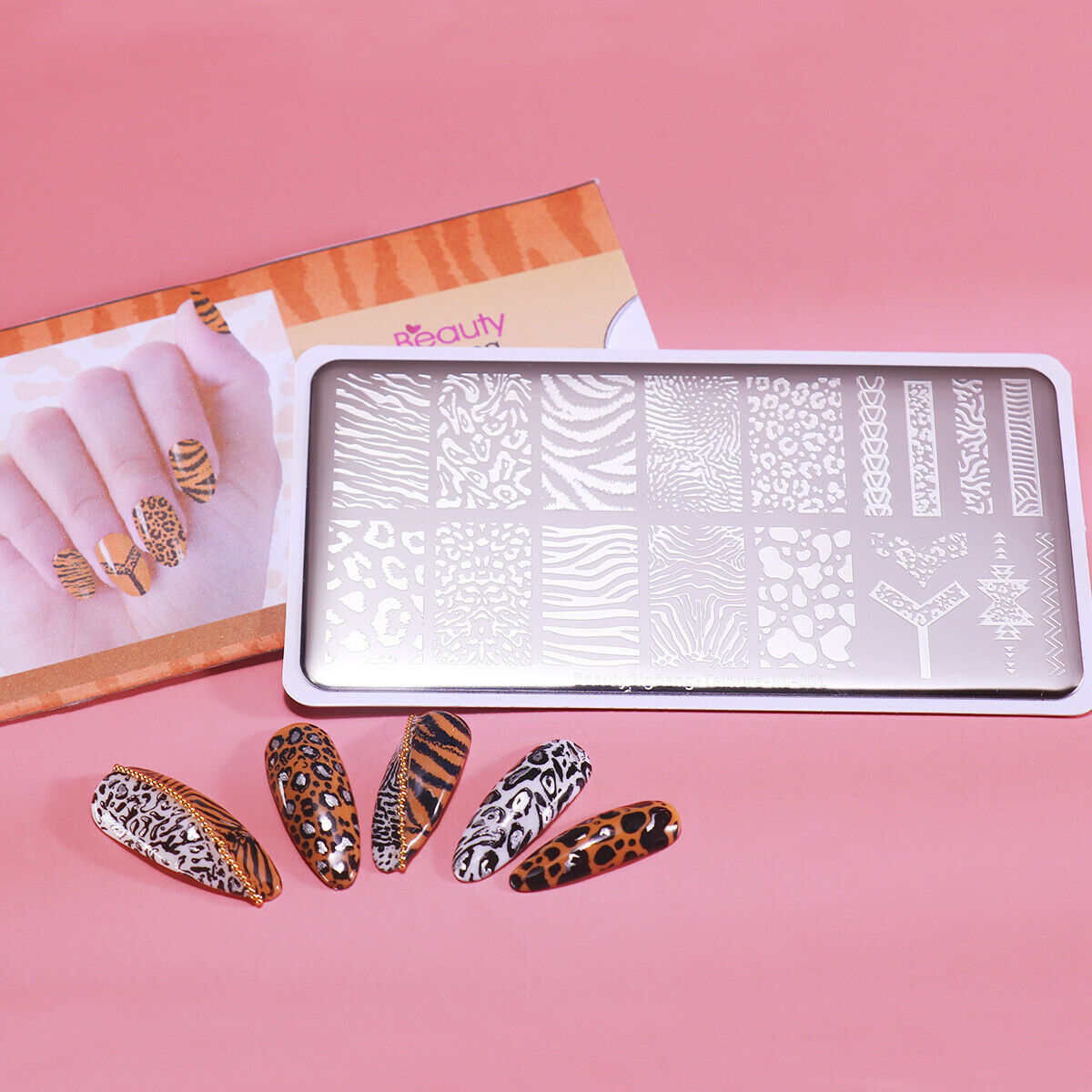 BeautyBigBang Nail Stamping Plates Natural Animal Leopard Print Nail Art HN US