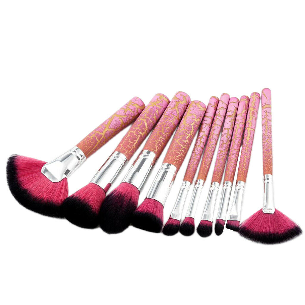 10 Pieces Wood Handle Cosmetic Makeup Brush Powder Foundation Eyeshadow Set