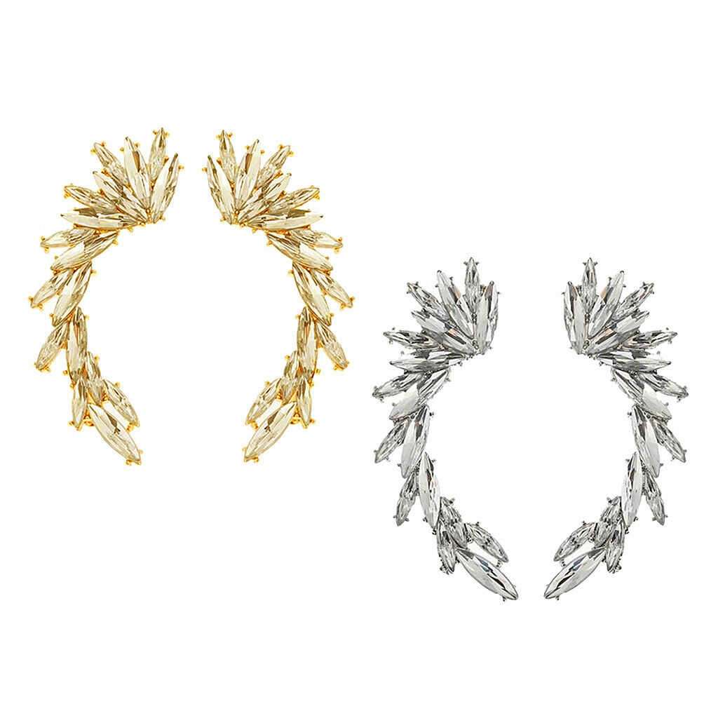 2 Pair Girls Tree Leaf Crystal Rhinestone Ear Cuff Stud Ear Jewelry Gifts