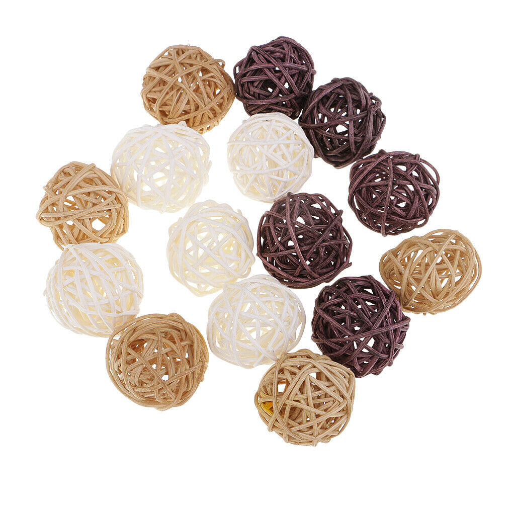 15x 3cm Natural Wicker Rattan Ball Wedding Wood Twig Orbs Garden Decor Ornaments