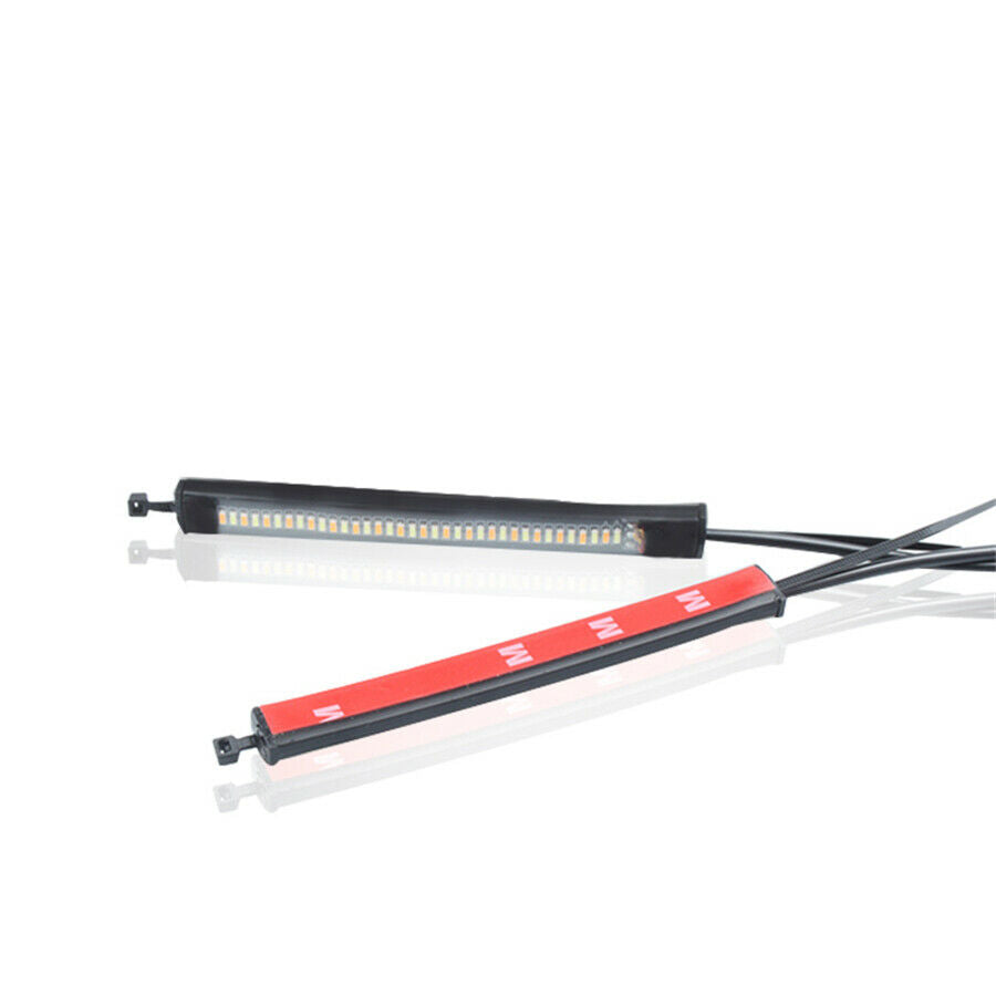 2Pcs Dual Colors Motorcycle Fork Flowing Sequential Turn Signals+DRL LED Strips
