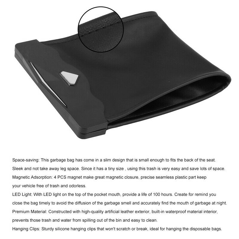 Auto Car Back Seat Hanging Garbage Bag Trash Can Waterproof Leak Proof Reusable