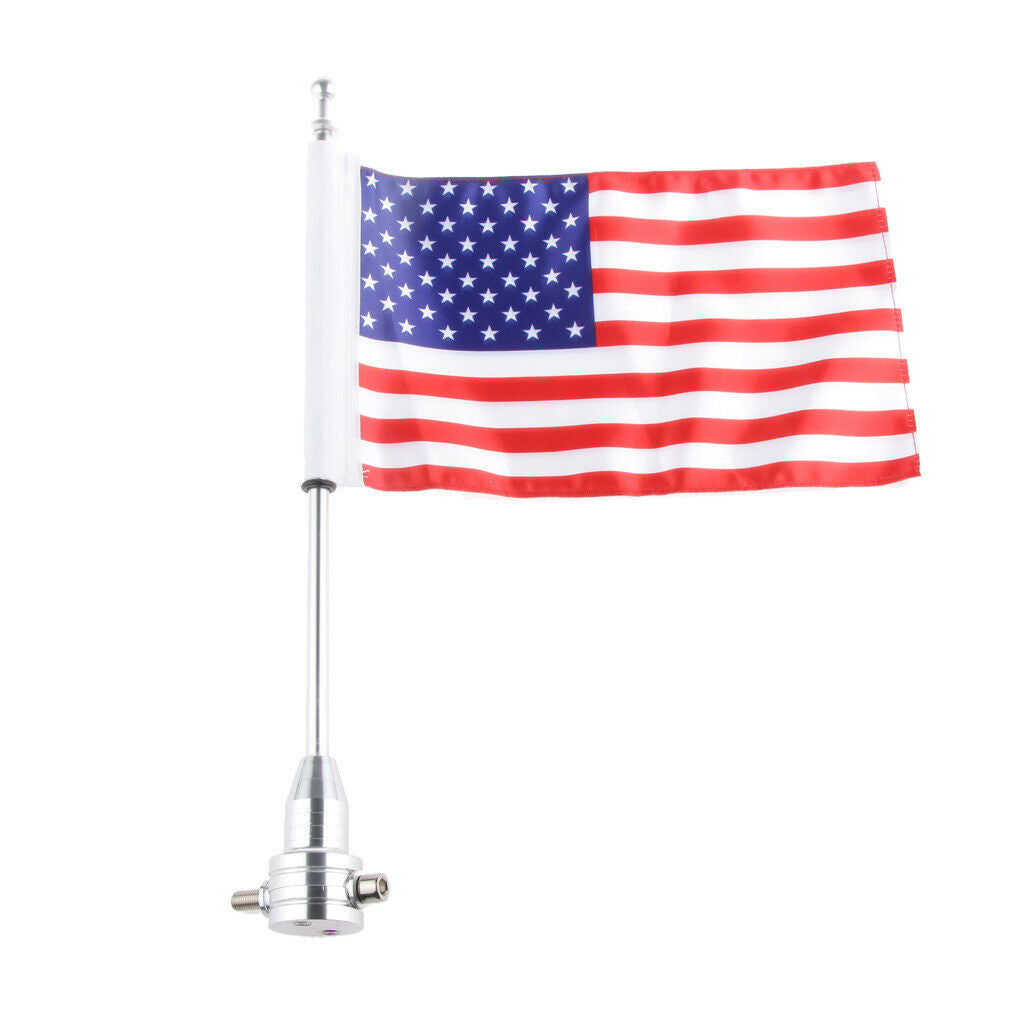 Motorcycle American USA Flag With Diamond Plate Pole Bolts For  1200