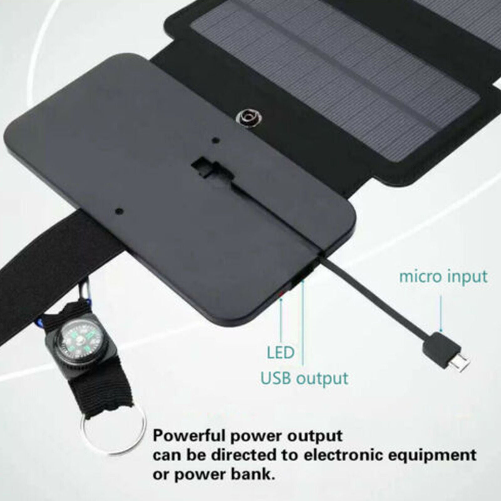 Portable Solar Mobile Phone Charger Panel Power Bank Waterproof Outdoor Camping