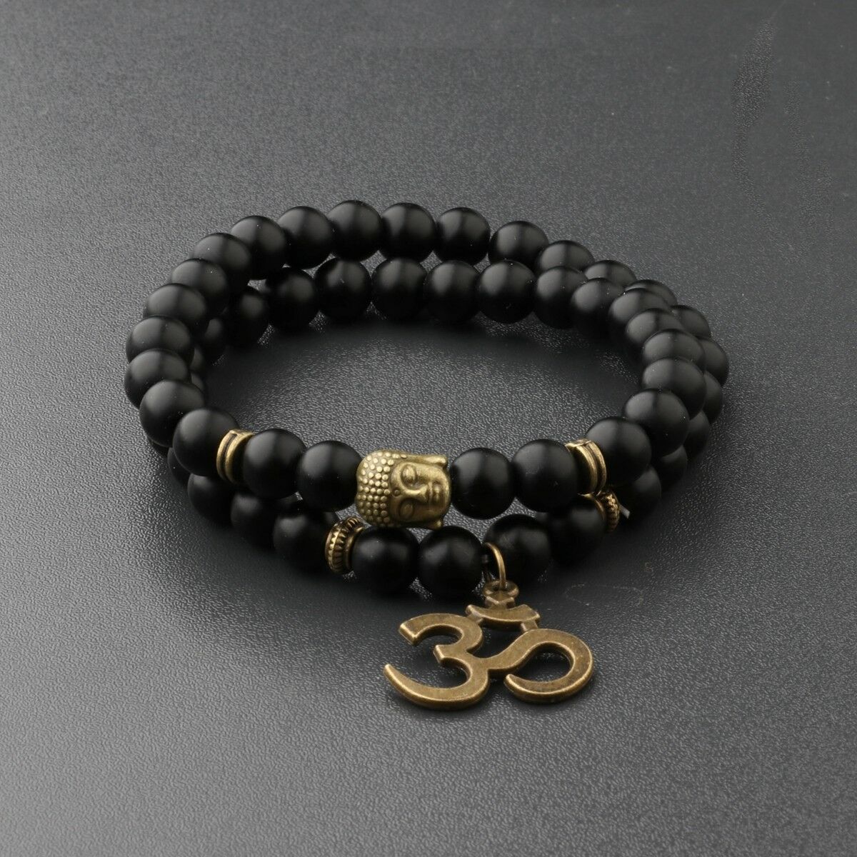 8MM Natural Obsidian Beads Double winding Charm Buddha Beads Fashion Bracelets