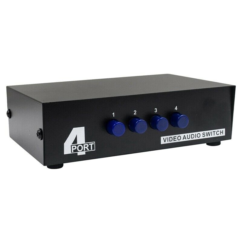 4 Port AV Switch RCA Switcher 4 in 1 Out Composite Video L/R Audio Selector BoF1