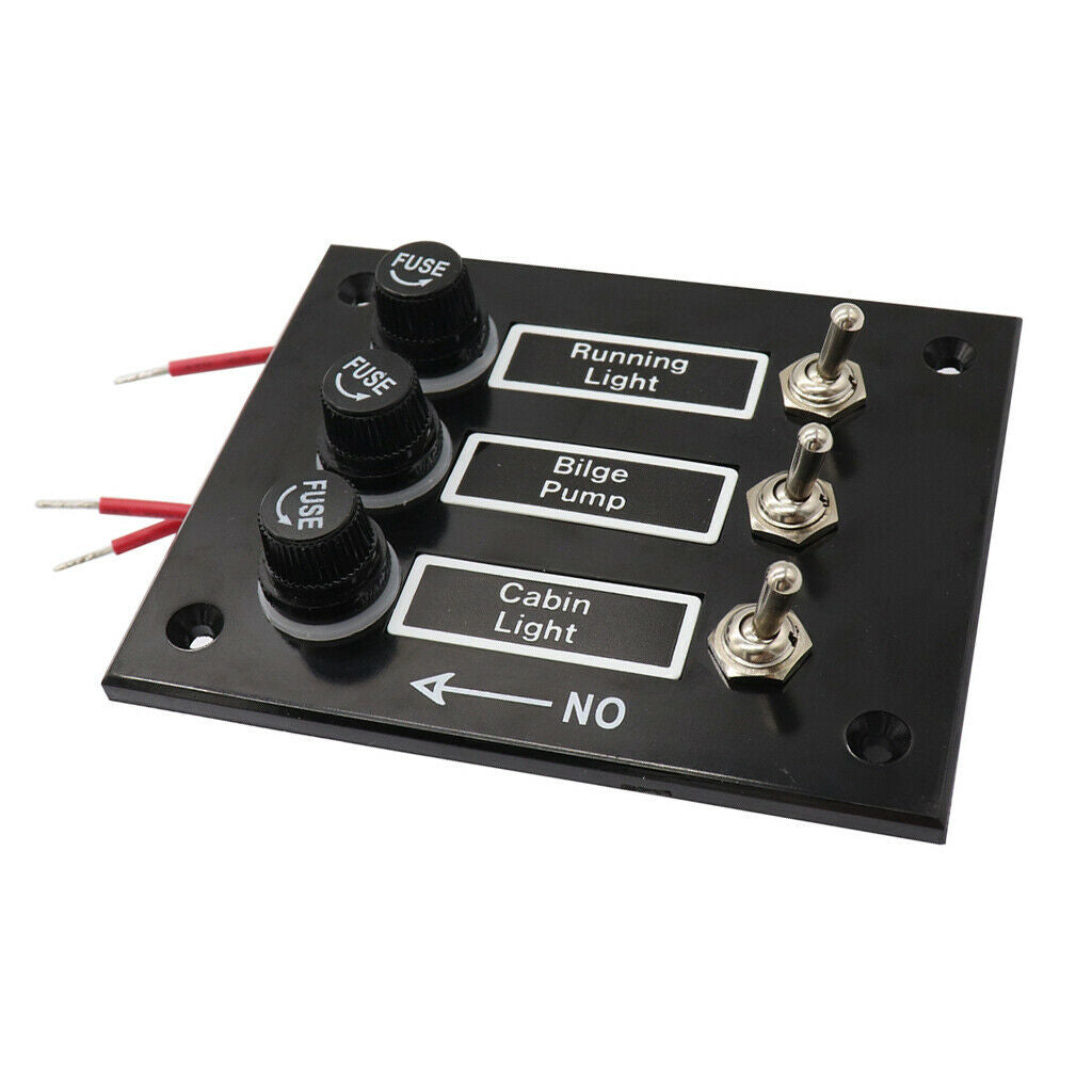 3 Gang 5A Fuse Marine Boat RV Switch Panel 12 Volt New Toggle Switch Panel