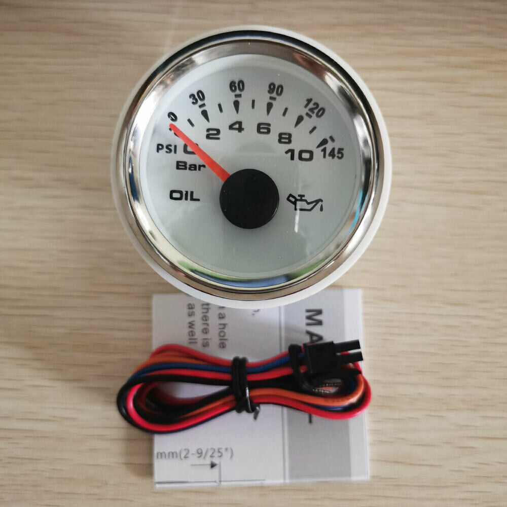 52mm white oil pressure gauge with sender 10-184ohms for car marine 7 colors led