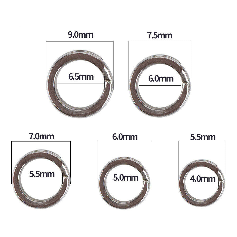 200PCS Connecting Fishing Rings Sets Stainless Steel Split Rings Hard Bait LIN