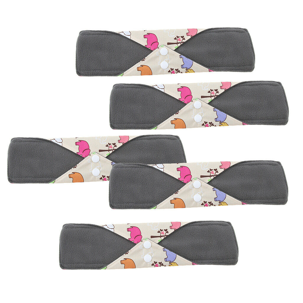 5x 11.8 inch Reusable Bamboo Cloth Menstrual Pads Women Period Cloth Pad