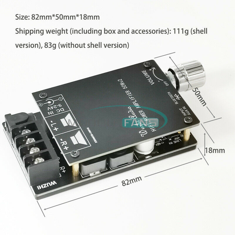 Digital TPA3116 Amplifier Stereo AMP AUX+Bluetooth 2x50W HIFI Power with Filter