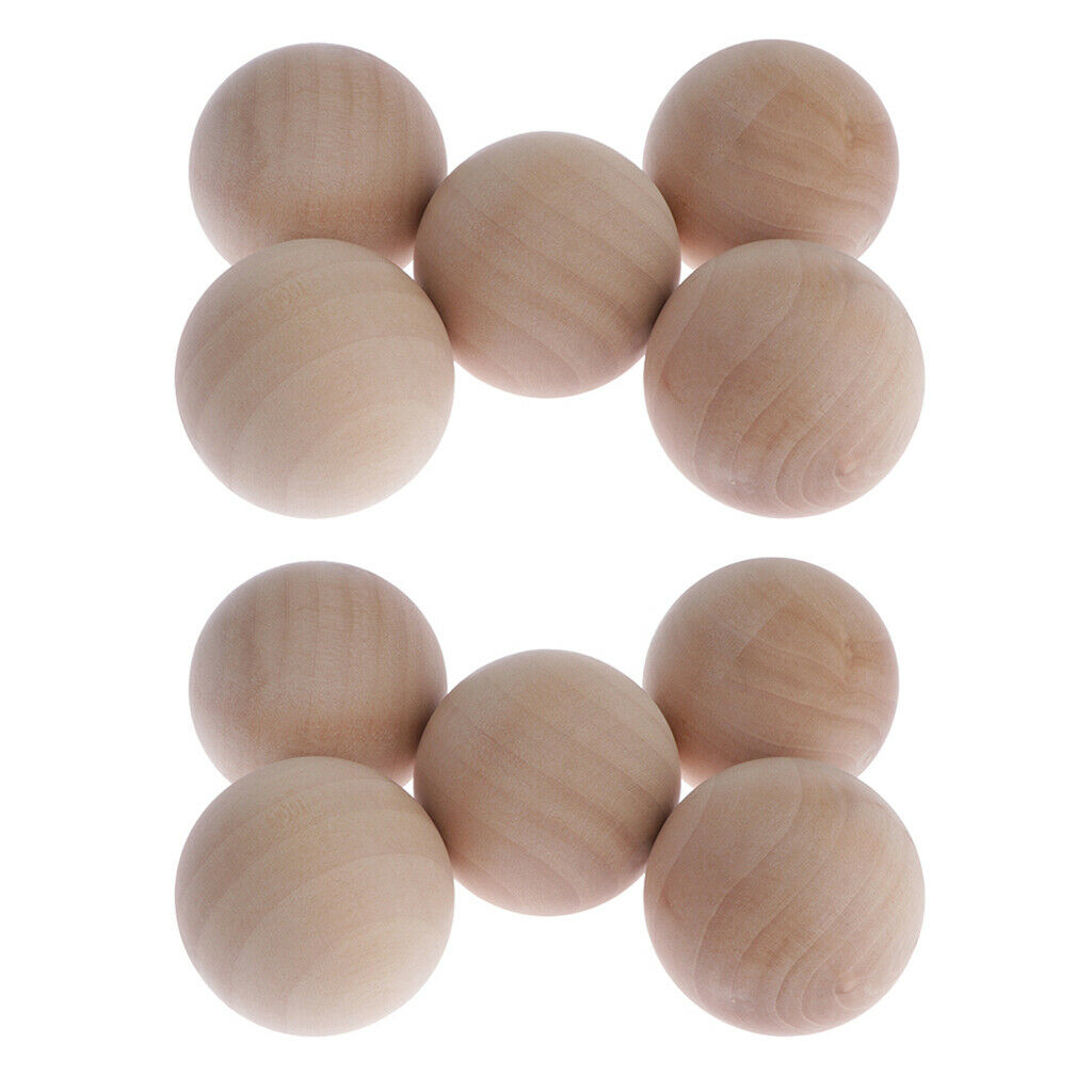 10 Pack Hardwood Balls Solid Natural Wooden Balls Beads for Crafts 50mm