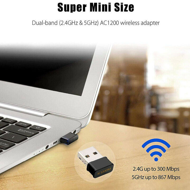 Wireless WiFi Adapter 1200Mbps USB3.0 Dongle 2.4G/5G Long Range Stable Sign I1V8