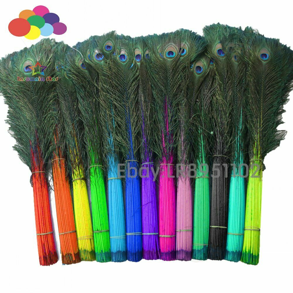 Wholesale 100 Pcs/Lot 70-80 CM/28-32 Inch High-Quality pink Peacock Feathers DIY